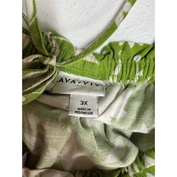 Ava & Viv Midi Dress 3X Cottage Core Green Floral Prairie BOHO Western Ruffle - Picture 8 of 8